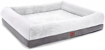 Orthopedic Dog Bed for Medium Dogs, Bolster Sides Dogs Sofa Bed with Removable Washable Cover & Non-Skid Bottom, Soft Pet Bed with Egg Foam Dog Couch for Sleeping, 31 X 25 Inch, Gray