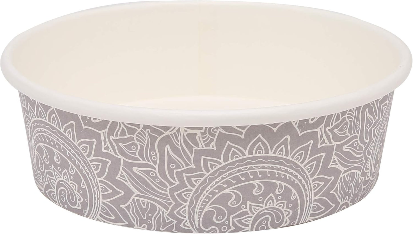 for Pets Disposable Feeding Bowls | Small Dog Feeding Bowls in Gray Pattern | 1.75 Cup Size - Great for Dry, Wet Dog Food or Water (Pack of 1)