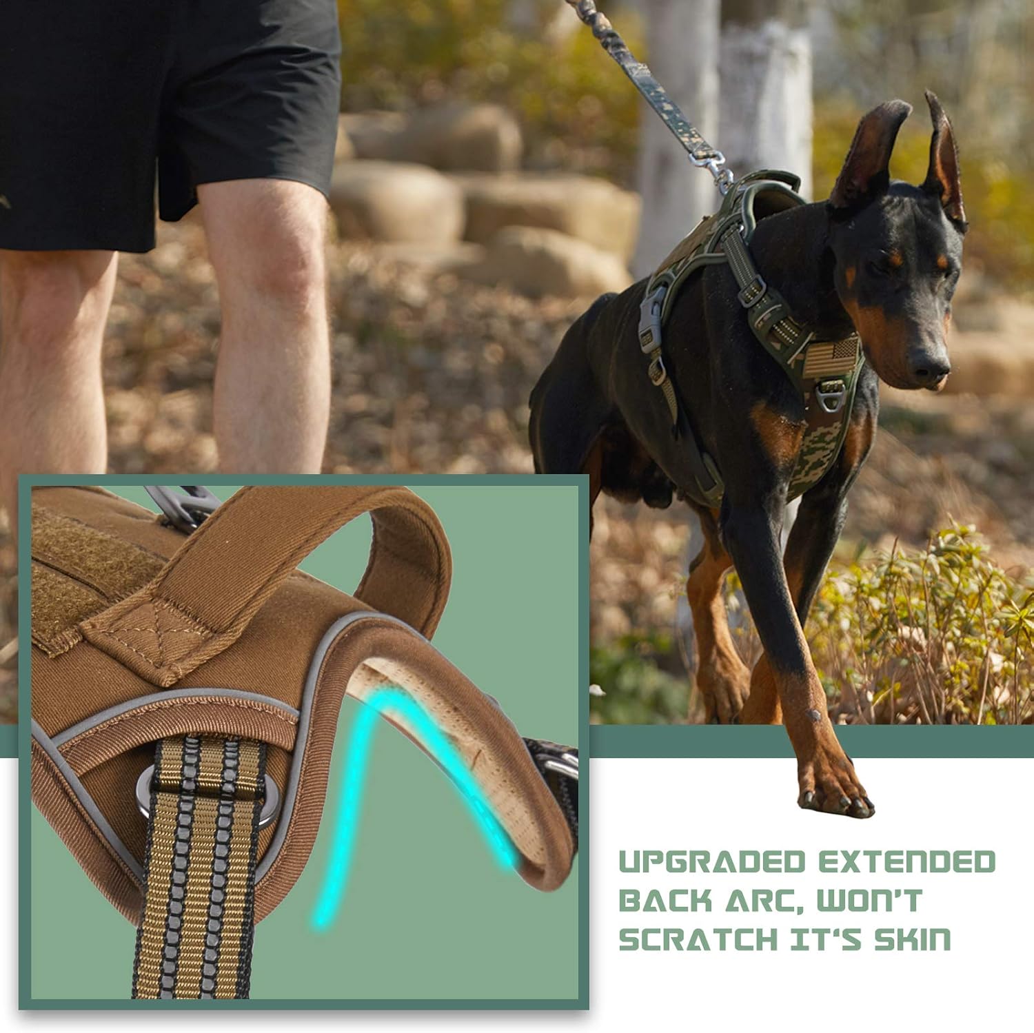 Tactical Dog Harness for Large Dogs No Pull, Famous TIK Tok No Pull, Fit Smart Reflective Pet Walking Harness for Training, Adjustable Dog Vest Harness with Handle Brown L