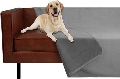 Pet Bed Blanket Reversible 100% Waterproof Velvet Super Soft for Sofa and Bed (40X60 Inches, Light Grey+Grey)