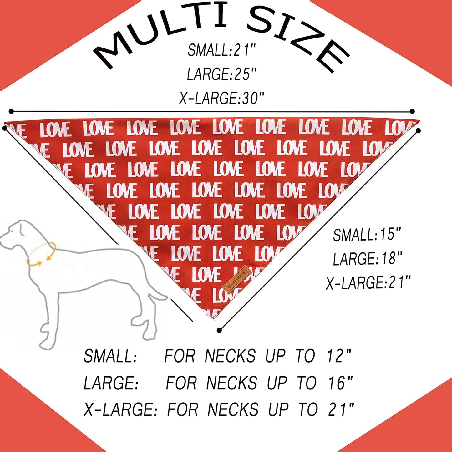 Valentine'S Day Dog Bandanas 2 Pack, Triangle Reversible Love Pet Scarf for Boy and Girl, Premium Durable Fabric, Holiday Mothers Day Bandana for Medium and Large Dogs (Large)