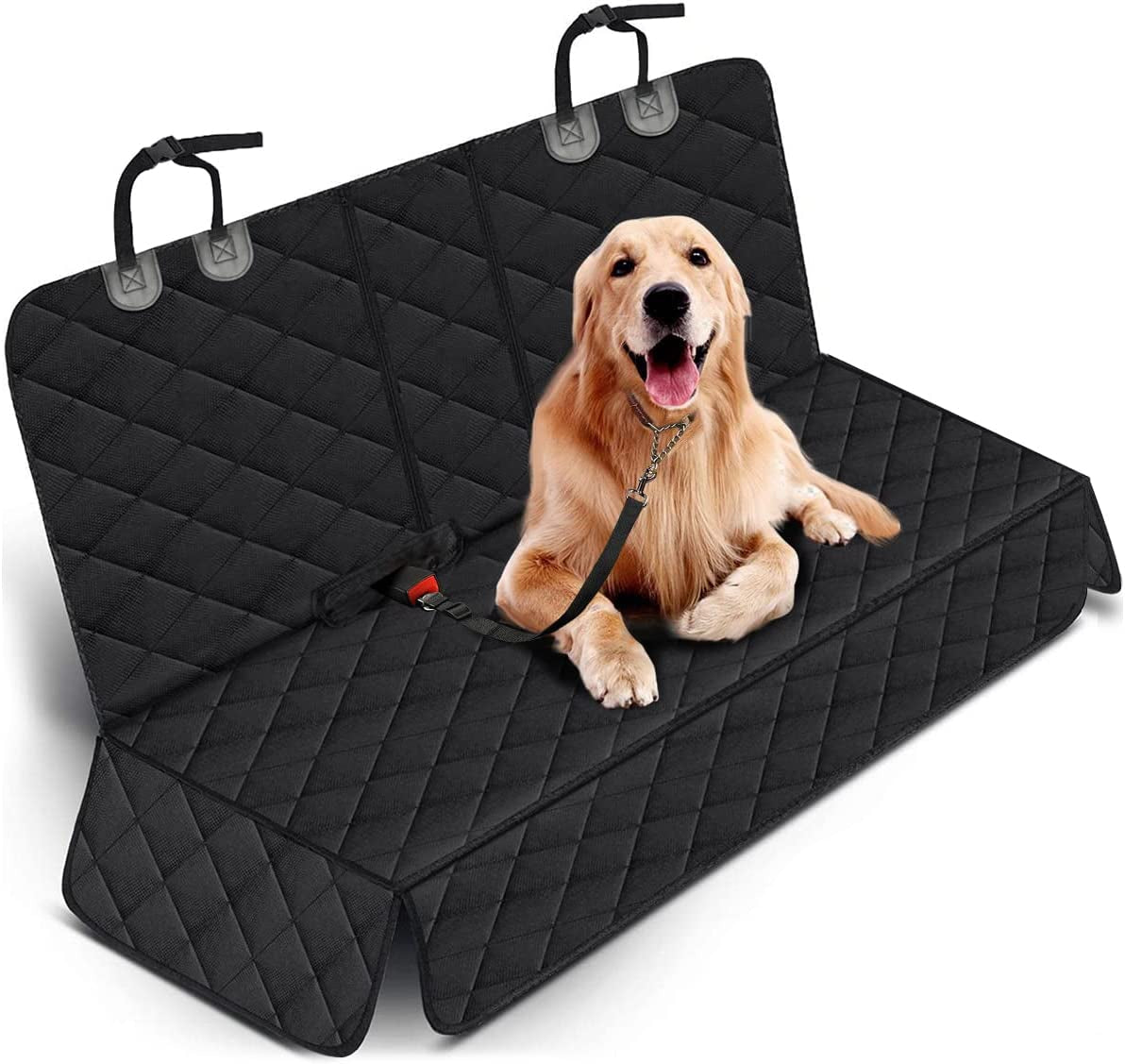 Dog Car Seat Cover, Back Seat Cover for Dogs Pet Car Seat Protector Waterproof Bench Car Seat Cover, Non-Slip Rear Seat Cover Fits Middle Armrest for Most Cars Suvs Trucks - Black