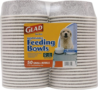 for Pets Disposable Feeding Bowls | Small Dog Feeding Bowls in Gray Pattern | 1.75 Cup Size - Great for Dry, Wet Dog Food or Water (Pack of 1)