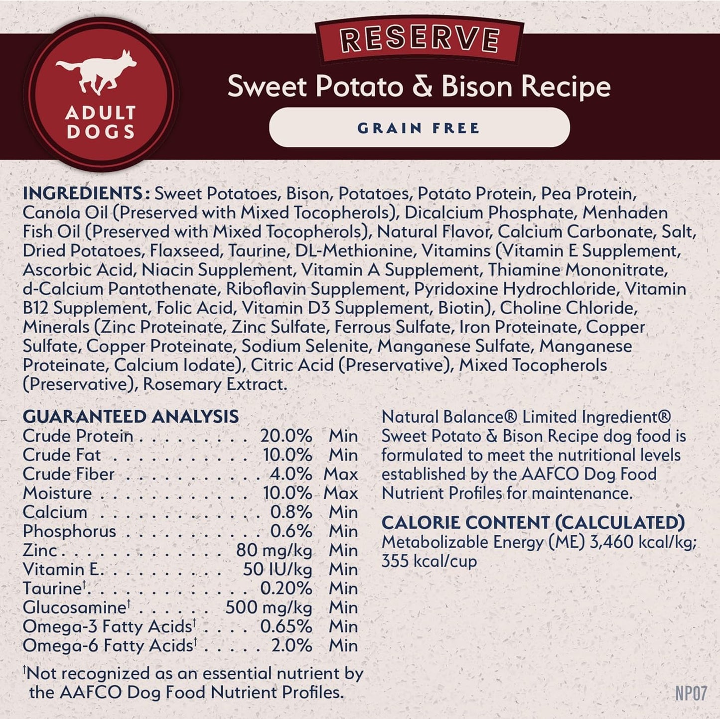 Limited Ingredient Adult Dry Dog Food - Balanced Nutrition for Adult Dogs - Grain-Free, Soy-Free Recipe - Limited Ingredient Formula - 12 Lb - Reserve Sweet Potato & Bison Recipe