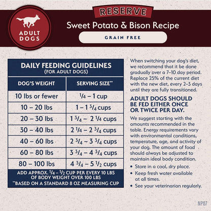 Limited Ingredient Adult Dry Dog Food - Balanced Nutrition for Adult Dogs - Grain-Free, Soy-Free Recipe - Limited Ingredient Formula - 12 Lb - Reserve Sweet Potato & Bison Recipe